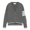 Thom Browne Virgin Wool Cardigan With Embrodery Geese In Gray