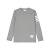 Thom Browne 4-bar Stripes Long-sleeved T-shirt In Gray