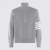 Thom Browne 4-bar Virgin Wool Half-zip Sweater In Gray