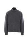 Thom Browne Wool Bomber Jacket With Minimalist Design And Tricolor Detail In Gray