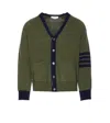 Thom Browne 4 Bar Stripe Shetland Wool Cardigan In Green