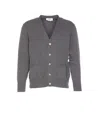Thom Browne Grey V-neck Cardigan Front Pockets In Grey