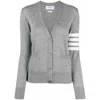 Thom Browne 4bar Wool Cardigan In Grey