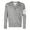 Thom Browne Rear Stripe V-neck Merino Cardigan In Grey
