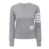 Thom Browne Womens Classic Sweatshirt In Classic Loop With Engineered 4 Bar In Grey
