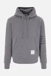 Thom Browne Stripe-detail Sleeve Hoodie In Grey
