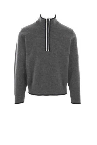 Thom Browne Milano-stitch Funnel-neck Sweater In Grey