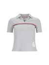 Thom Browne Three Stripes" Knit Polo - Gray In Grey