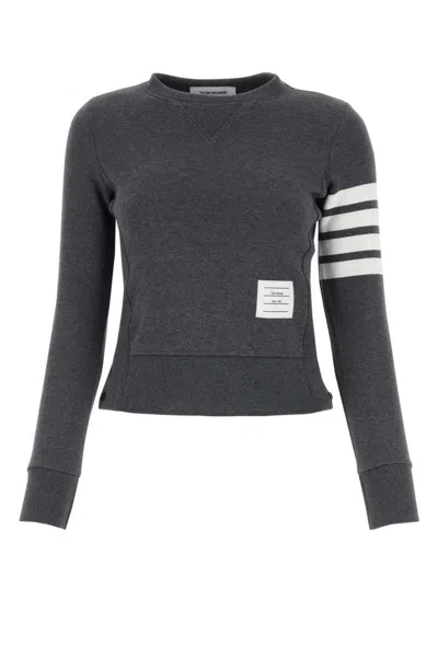 Thom Browne Four-bar Stripe Cotton Sweatshirt In Grey