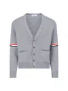 Thom Browne V-neck Cardigan In Grey