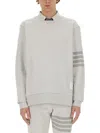 Thom Browne Loopback Jersey Knit 4-bar Crewneck Sweatshirt In Grey