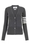 Thom Browne 4-bar Crepe V-neck Cardigan In Grey