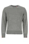 Thom Browne Melange Grey Wool Sweater In Grey