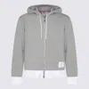 Thom Browne Zip Hoodie Tricolor Detail In Gray