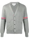 Thom Browne 4-bar Stripe V-neck Cardigan In Gray