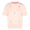 Thom Browne Embroidered Geese Short Sleeve Sweatshirt In Pink