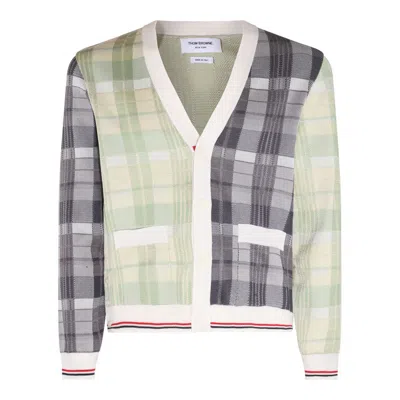 Thom Browne Multicolour Check Cotton Pastel Cardigan In Red