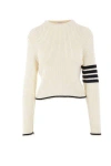 Thom Browne Stripe-detailing Cable-knit Jumper In White