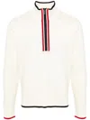 Thom Browne Off-white Wool Funnel Neck Sweater In White