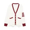 Thom Browne Off-white Milano Stitch 4-bar V Neck Rugby Cardigan In White