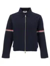 Thom Browne Milano Cotton Blend Bomber Jacket In Blue