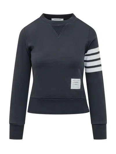 Thom Browne Sweatshirt Crew Neck With Four Bands In Black