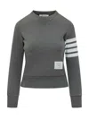 Thom Browne Sweatshirt Crew Neck With Four Bands In Gray