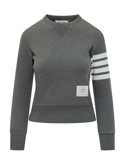 Thom Browne Sweatshirt Crew Neck With Four Bands In Gray