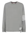 Thom Browne 4-bar Long-sleeve Cotton Jersey Ruby T-shirt In Grey