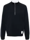 Thom Browne 4-bar Stripe Funnel Neck Half Zip Sweatshirt In Blue