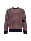 Thom Browne Checked Jacquard Crew-neck Sweatshirt In Rwbwht