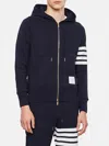 Thom Browne Mens Navy Four-bar Zipped Cotton-jersey Hoody In Blue