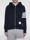 Thom Browne Slim-fit Striped Loopback Cotton-jersey Zip-up Hoodie In Blue