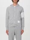 Thom Browne Mens Light Grey Striped Brand-patch Cotton-jersey Hoody In Grey
