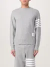 Thom Browne Long Sleeve Tee With 4 Bar Stripe In Milano Cotton In Grau