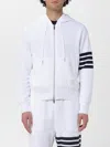 Thom Browne Slim-fit Striped Loopback Cotton-jersey Zip-up Hoodie In White