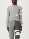 Thom Browne Loopback Jersey Knit Engineered 4-bar Stripe Classic Crewneck Pullover In Gray
