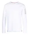 Thom Browne Long Sleeve Tee With 4 Bar Stripe In Milano Cotton Clothing In White