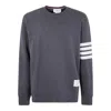 Thom Browne Slim Fit Crew Neck Sweatshirt In Cotton With 4-bar Stripe In Gray