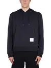 Thom Browne Embroidered Hoodie With Drawstring In Blue