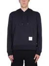 Thom Browne Embroidered Hoodie With Drawstring In Blue