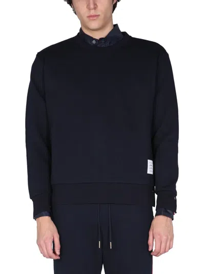 Thom Browne Sweatshirt With Tricolor Inlay In Black