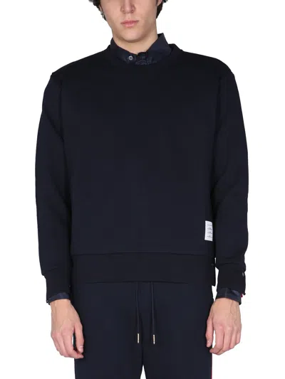 Thom Browne Sweatshirt With Tricolor Inlay In Blue