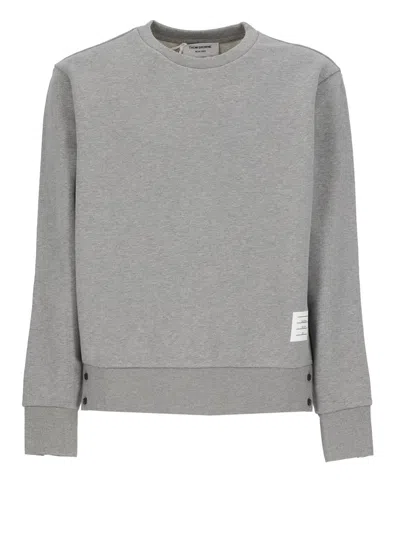 Thom Browne Sweatshirt With Tricolor Inlay In Light Grey