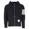 Thom Browne 4-bar Zip-up Hooded Sweatshirt In Blue