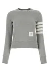 Thom Browne Loopback Jersey Knit Engineered 4-bar Stripe Classic Crewneck Pullover In Gray