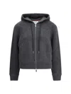 Thom Browne Wool Fleece Full Zip Hoodie In Gray