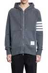 Thom Browne 4-bar Zip-up Hoodie In Classic Loopback In Gray