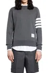 Thom Browne Classic Sweatshirt In Classic Loopback With Engineered 4 Bar Clothing In Gray