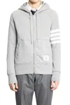 Thom Browne Mens Light Grey Striped Brand-patch Cotton-jersey Hoody